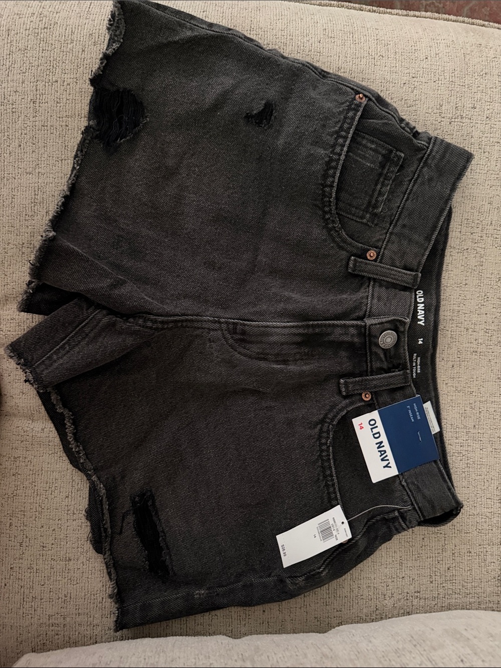 Old Navy Black Distressed Denim Cutoff Shorts